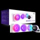 Система жидкостного охлаждения для ПК/ Water Cooling System NZXT Kraken Elite 420 RGB (350W, 420mm, LED temp., White/ Fans: 3x140mm, 98.61CFM, 34.5dBA, 2000RPM/ Pump height 65mm, 2800RPM, Rad thickness 27mm/ S: 1851, 1700, 1200, 115X, AM5, AM4)