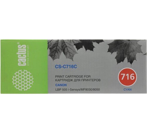 -/ Картридж лазерный Cactus CS-C716C 716 C голубой (1500стр.) для Canon i-Sensys MF8030/MF8030cn/MF8050