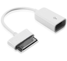 GCR Адаптер переходник-гибкий OTG USB 2.0 для Samsung Galaxy, M/F, белый, Premium , пакет, белый, GC-GTC02-W