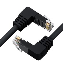 GCR Патч-корд прямой 0.5m UTP кат.5e, черный, нижний/нижний угол, литой, ethernet high speed, RJ45, T568B