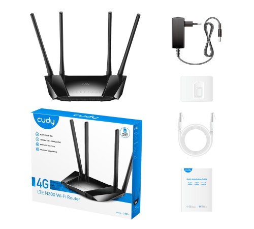 Маршрутизатор/ N300 WiFi 4G LTE Cat.4 Router, 300Mbps Wi-Fi, Chipset MediaTek, 802.11b/g/n, 4 Fixed antennas, 4 10/100M RJ45 Ports, Nano SIM Slot, PPTP/L2TP/OpenVPN/WireGuard VPN Client, DNS over Cloudflare/Google/Quad9, DDNS, Band locking, TTL Setting, Маршрутизатор/ N300 WiFi 4G LTE Cat.4 Router, 300Mbps Wi-Fi, Chipset MediaTek, 802.11b/g/n, 4 Fixed antennas, 4 10/100M RJ45 Ports, Nano SIM Slot, PPTP/L2TP/OpenVPN/WireGuard VPN Client, DNS over Cloudflare/Google/Quad9, DDNS, Band locking, TTL Setting,