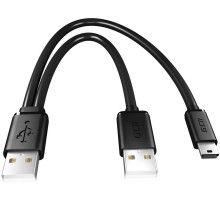 Greenconnect Кабель 0.5m USB 2.0,  AM + mini 5P/AM, Y-образный, черный, 28/28 AWG