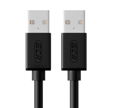 GCR Кабель 0.15m USB 2.0, AM/AM, черный, 28/28 AWG, экран, армированный, морозостойкий