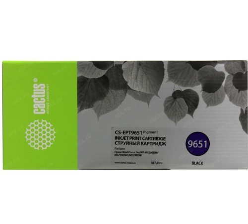 -/ Картридж струйный Cactus CS-EPT9651 T9651 черный (187мл) для Epson WorkForce Pro WF-M5299DW/M5799DWF