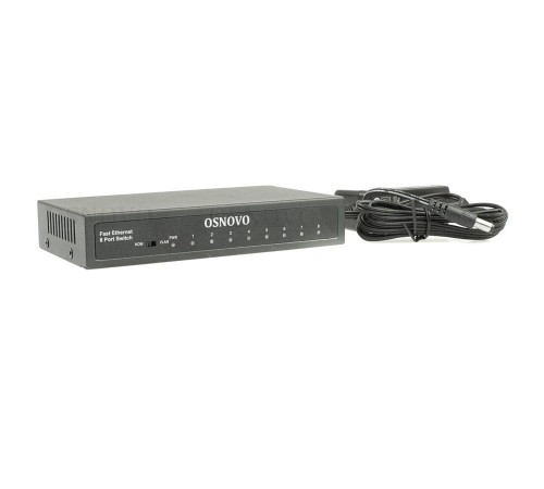 Коммутатор/ OSNOVO Неуправляемый коммутатор Fast Ethernet на 8 RJ45 портов. Порты: 8 x FE (10/100Base-TX)
