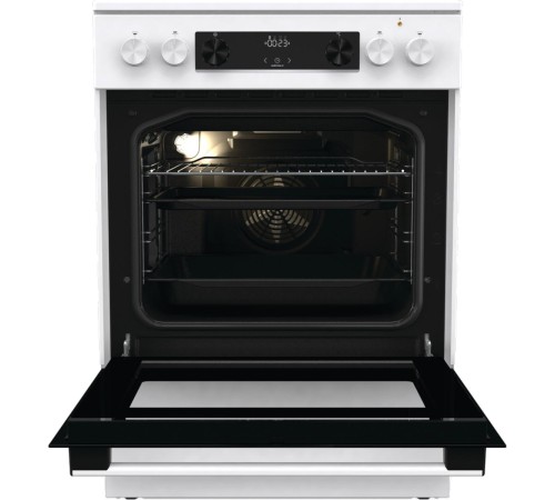 Плита GORENJE/ Тип плиты: электрическая, Тип варочной поверхности: стеклокерамическая, Цвет: белый, Гриль: Есть, Ширина, см: 60