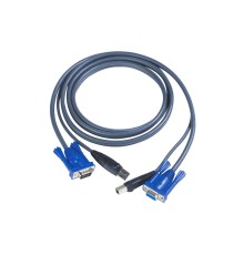 Кабель KVM  U(Kлав+мышь)(Male)+HDB15(Female) PS/2(Kлав+мышь)(Male)+HDB15(Male) 3м., черный/ CABLE HD15M/USB A-HD15F/USB B 3M