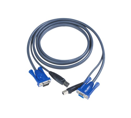 Кабель KVM  U(Kлав+мышь)(Male)+HDB15(Female) PS/2(Kлав+мышь)(Male)+HDB15(Male) 3м., черный/ CABLE HD15M/USB A-HD15F/USB B 3M