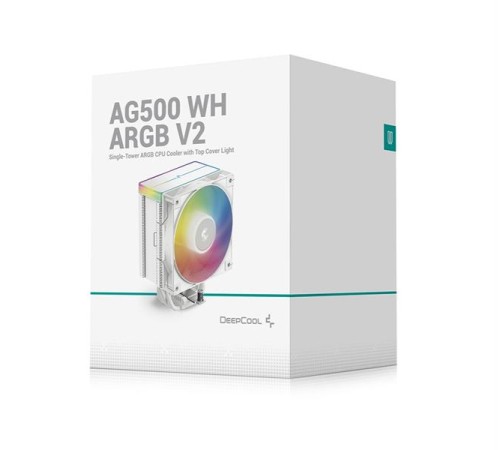 Кулер для процессора DEEPCOOL AG500 WH ARGB V2 LGA1700/1200/115X/AM5/AM4 (12шт/кор, TDP 240W, PWM, ARGB Fan 120mm, 5 тепл. трубок, белый) RET (R-AG500-WHAMMN-GJD)