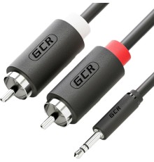 Greenconnect Кабель-переходник аудио 1.0m jack 3,5mm / 2 х RCA , черный, M/M, GCR-51723