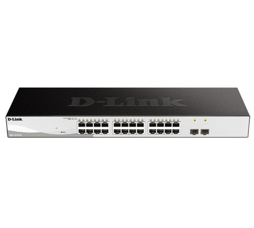 Коммутатор D-Link Управляемый L2 коммутатор, 24x1000Base-T, 2x1000Base-X SFP, защита от статического электричества до 6 кВ, CLI