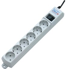 Сетевой фильтр Pilot S 6 розеток (5 евро + 1 б/зазем.) 3 м/ Surge protector ZIS Pilot S 3m, 6 outlets (5+1), white