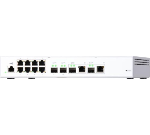 Коммутатор/ QNAP QSW-M408-2C Managed switch 10 Gb / s with 4 SFP + ports, 2 of which are combined with RJ-45, 8 1 Gb / s RJ-45 ports, bandwidth up to 96 Gb / s, JumboFrame support