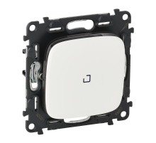 Valena ALLURE. Переключатель 10АХ 250В с подсветкой, с лицевой панелью. Безвинтовые зажимы. Белый