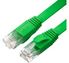 GCR Патч-корд PROF плоский прямой 2.0m, UTP медь кат.6, зеленый, 30 AWG, ethernet high speed 10 Гбит/с, RJ45, T568B, GCR-52840