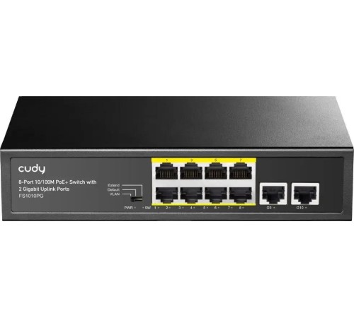 Коммутатор/ 8-Port 10/100M PSE RJ-45 +2 RJ45 10/100/1000M Uplink Port Unmanaged PoE+ Switch 120W, CCTV/VLAN mode support, long distance:250M at CCTV mode. Support PD Alive Function, ±4 KV Surge Protection, 802.3af/at standard, Alternative 1/2(+),3/6(-) Коммутатор/ 8-Port 10/100M PSE RJ-45 +2 RJ45 10/100/1000M Uplink Port Unmanaged PoE+ Switch 120W, CCTV/VLAN mode support, long distance:250M at CCTV mode. Support PD Alive Function, ±4 KV Surge Protection, 802.3af/at standard, Alternative 1/2(+),3/6(-)