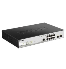 Коммутатор D-Link Управляемый L2 PoE-коммутатор, 8x1000Base-T PoE, 2x1000Base-X SFP, PoE-бюджет 78 Вт, защита от статического электричества до 6 кВ, CLI, консольный порт RJ-45, поддержка Dying Gasp