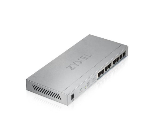 Коммутатор Коммутатор PoE+ Zyxel GS1008HP, 8xGE PoE+, настольный, металлический, бесшумный, бюджет PoE 60 Вт