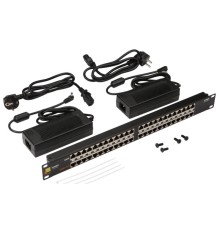  Панель POE 19", 24 порта, с двумя блоками питания 48V, 120W