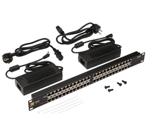 Панель POE 19", 24 порта, с двумя блоками питания 48V, 120W Панель POE 19", 24 порта, с двумя блоками питания 48V, 120W