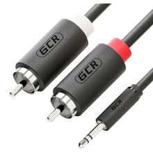 GCR Кабель-переходник аудио 1.5m jack 3,5mm / 2 х RCA , черный, M/M, GCR-51721
