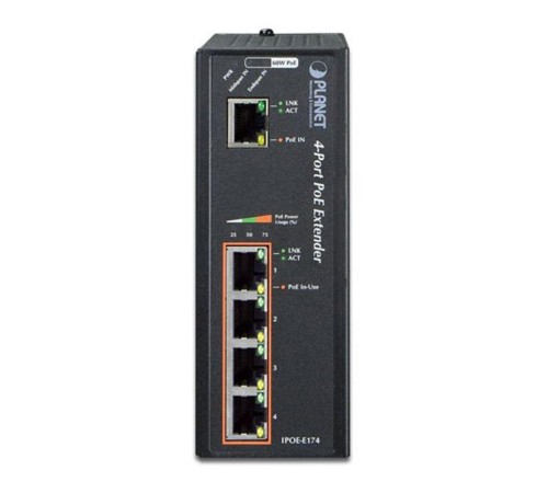 IPOE-E174 индустриальный PoE экстендер/ IP30 Industrial 1-Port 60W Ultra POE to 4-Port 802.3af/at Gigabit POE Extender (-40 to 75 C) IPOE-E174 индустриальный PoE экстендер/ IP30 Industrial 1-Port 60W Ultra POE to 4-Port 802.3af/at Gigabit POE Extender (-40 to 75 C)