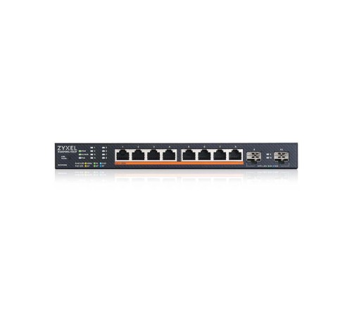 Коммутатор/ Multigigabit Smart L3 Lite switch Zyxel NebulaFlex XMG1915-10EP, 8xRJ-45: 1/2.5G PoE++, 2xSFP+, silent (no fan), PoE budget 130 W