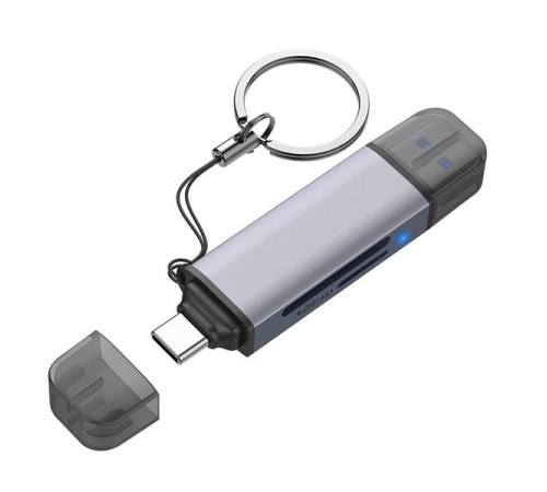 Кардридер  Netac Flash card reader WK13, USB3.0+Type-C to mSD/SD, Grey (repl. NT09WK13-30GR)