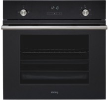Встраиваемый духовой шкаф Korting/ Газ,  Crystal, 59.7 х 59.6 x 56.5, газовая, газовый гриль, конвекция, дисплей Cold White с сенсорным управлением, газ-контроль, электроподжиг, телескопические направляющие на 1 уровне, черная