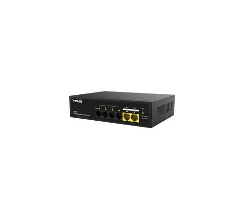 Коммутатор/ Tenda S106PC Коммутатор неуправляемый PoE, 6 портов, 5x100 Мбит/с, PoE 4х до 30 Вт, настольный