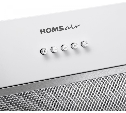 Кухонная вытяжка HOMSair/ Кухонная вытяжка HOMSair FLEET 60, механическое управление, LED освещение, 3 скорости, 520 м3/ч, уровень шума 50 дБ, цвет белый