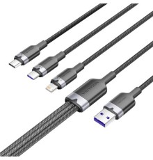 Кабель Vention 3 в 1 USB 2.0 AM/ Micro-B, USB-C, Lightning M - 1.5м. Черный 6A, шт.