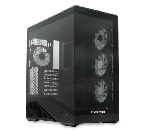 Корпус без блока питания/ Case HSPD F711, Panoramic Full Tower, Black, TG, 0.7 SPCC, 4x120mm ARGB (FN027) ATX, mATX, mITX 190/420/280mm 2x2.5", 2x3.5", 7xPCI 1xUSB-A 3.0, 1xUSB-C 445x235x475mm Корпус без блока питания/ Case HSPD F711, Panoramic Full Tower, Black, TG, 0.7 SPCC, 4x120mm ARGB (FN027) ATX, mATX, mITX 190/420/280mm 2x2.5", 2x3.5", 7xPCI 1xUSB-A 3.0, 1xUSB-C 445x235x475mm