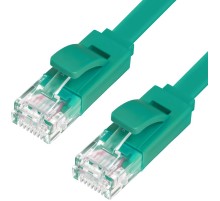 Greenconnect Патч-корд PROF плоский прямой 0.3m, UTP медь кат.6, зеленый, позолоченные контакты, 30 AWG, ethernet high speed 10 Гбит/с, RJ45, T568B