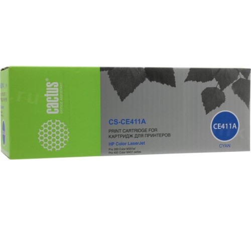 -/ Картридж лазерный Cactus CS-CE411A CE411A голубой (2600стр.) для HP LJ Pro 300/M351/M451/M375