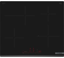 Встраиваемая индукционная панель BOSCH 6 series,60 см, индукция, 1 зона расширения под гусятницу,скошенные края, Perfect fry plus, сенсорное управление, черный