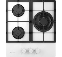 Варочная поверхность MONSHER/ Варочная поверхность MONSHER, газ, High-Tech, 45 см, автоматический электроподжиг, газ-контроль, форсунки под сжиженый газ, SABAF конфорки, чугунные решетки, цвет белый