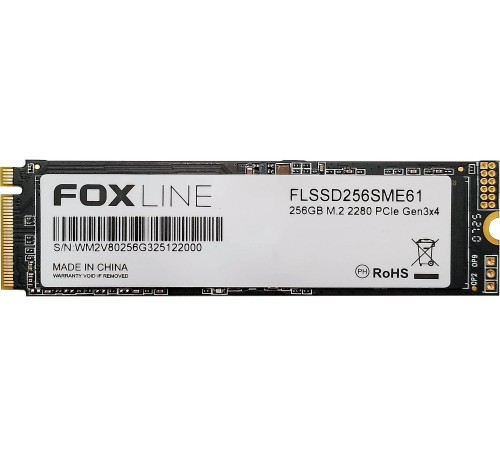 Твердотельный накопитель/ Foxline SSD ME, 256GB, M.2(22x80mm), NVMe, PCIe 3.0 x4, 3D TLC, R/W 1500/1100MB/s (2 года)