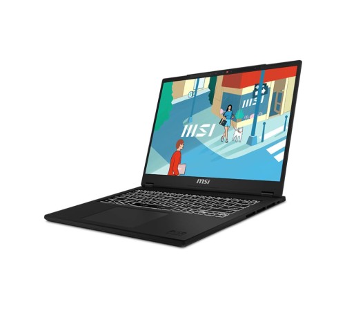 Ноутбук/ MSI Modern 14 H D13MG-089XRU 14"(1920x1200 (матовый) IPS)/Intel Core i7 13700H(2.4Ghz)/16384Mb/512PCISSDGb/noDVD/Int:Intel Iris Xe Graphics/Cam/BT/WiFi/war 1y/1.6kg/Classic Black/DOS