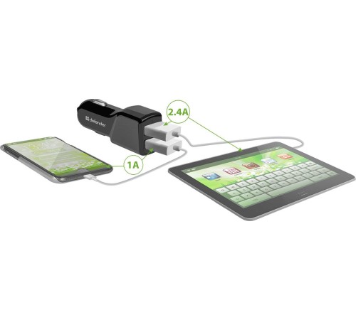 Defender Автомобильный адаптер UCA-34 2xUSB, 5V/3.4А