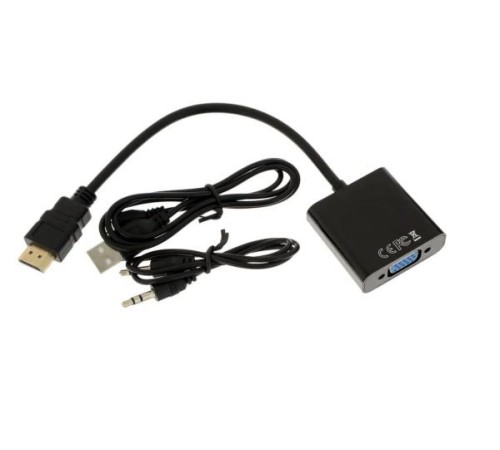 Переходник/ Переходник GoPower HDMI (m)-VGA (f) с питанием черный (1/200)