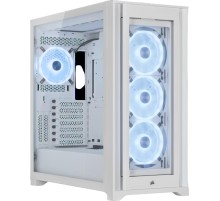 Корпус без блока питания/ Case Corsair iCUE 5000X RGB QL Edition, Midi-Tower, TG, 4x120mm RGB, 2xUSB-A 3.2, 1xUSB 3.2 Type-C, E-ATX, ATX, mATX, mITX White