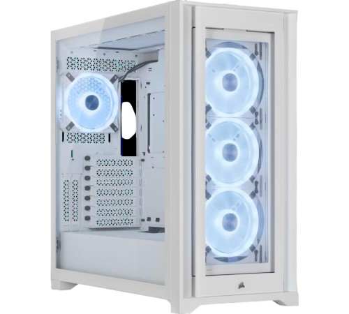 Корпус без блока питания/ Case Corsair iCUE 5000X RGB QL Edition, Midi-Tower, TG, 4x120mm RGB, 2xUSB-A 3.2, 1xUSB 3.2 Type-C, E-ATX, ATX, mATX, mITX White