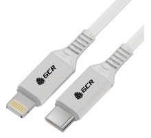 GCR Кабель PREMIUM 1.5m TypeC/Lightning MFI POWER DELIVERY 18 W, быстрая зарядка, белый силикон, AL case белый, белый ПВХ, GCR-53531
