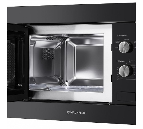 Встраиваемая микроволновая печь MAUNFELD MBMO.20.1PGB/ 60 см, 595x343,5x388 мм, механическое управление, 20 л, 1250 Вт, черный цвет