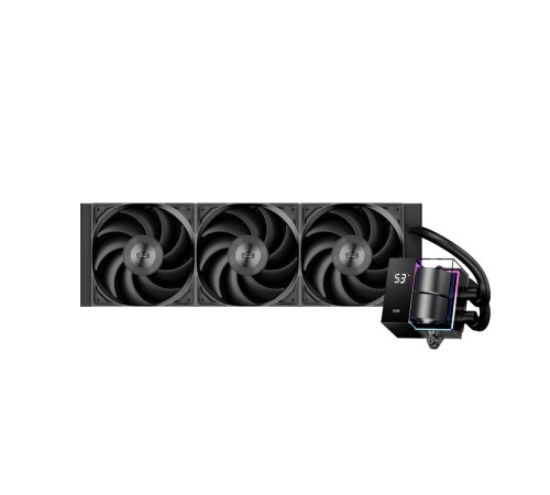 Система охлаждения/ Water Cooling System PCCooler DS360 BK (310W, 360mm, LED temp., Black, ARGB Pump/ Fans: 3x120mm, 86.73CFM, 28dBA, 2200RPM/ Pump height 67mm, 28dBA, 3200RPM, Rad thickness 27mm/ S: 1851, 1700, 1200, 20XX, 115X, AM5, AM4) Система охлаждения/ Water Cooling System PCCooler DS360 BK (310W, 360mm, LED temp., Black, ARGB Pump/ Fans: 3x120mm, 86.73CFM, 28dBA, 2200RPM/ Pump height 67mm, 28dBA, 3200RPM, Rad thickness 27mm/ S: 1851, 1700, 1200, 20XX, 115X, AM5, AM4)