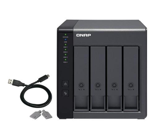 Полка расширения сетевого хранилища без дисков/ channel QNAP DAS TR-004 4 Bay 2.5/3.5 SATA  Type-C USB 3.1 Gen 1 (5 Gb/s ) Direct Attached Storage with Hardware RAID