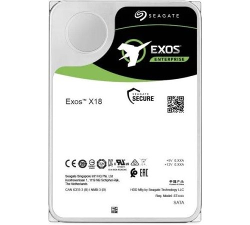 Жесткий диск Seagate Exos X18 HDD 3.5" SAS 12Tb, 7200 rpm, 256Mb, buffer, 512e/4kn, CMR, ST12000NM004J, 1 year