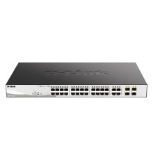 коммутатор D-Link PROJ Настраиваемый L2 PoE-коммутатор, 24x1000Base-T PoE, 4хCombo 1000Base-T/SFP, PoE-бюджет 193 Вт, упрощенный интерфейс CLI
