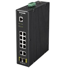 Коммутатор D-Link PROJ Промышленный управляемый L2 коммутатор, 10x1000Base-T, 2x1000Base-X SFP, защита от статического электричества до 6 кВ, CLI, консольный порт RJ-45, релейный выход для оповещения о сбое пита